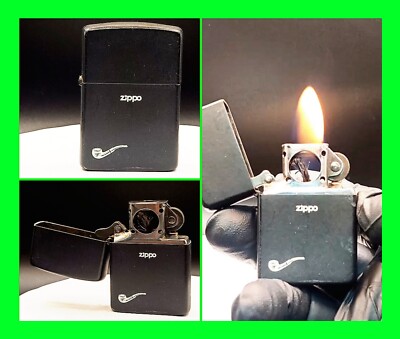 Vintage Zippo Pipe Lighter - Matte Black Finish - In Working Order 