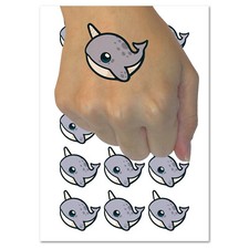 Kawaii Narwhal Temporary Tattoo Water Resistant Fake Body Art Set