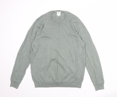 John Lewis Mens Green Round Neck Cotton Blend Jumper Size M Long