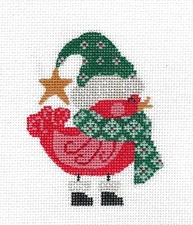 Red Bird in Scarf & Hat handpainted Needlepoint Canvas by CH Designs from Danji