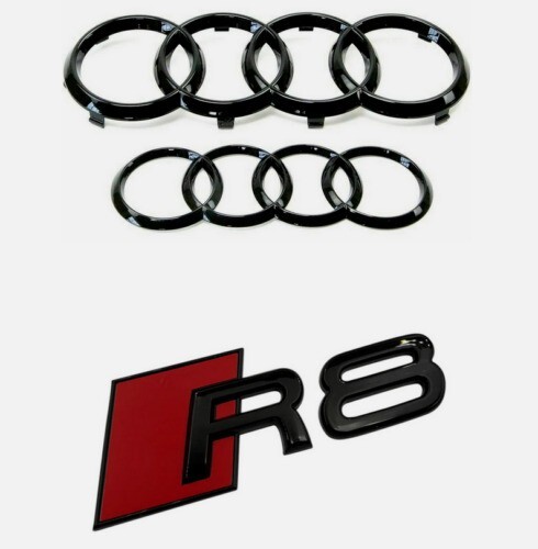 Black Audi 175mm Front Rings & 192 Rear Rings & R8 Rear Emblem | eBay