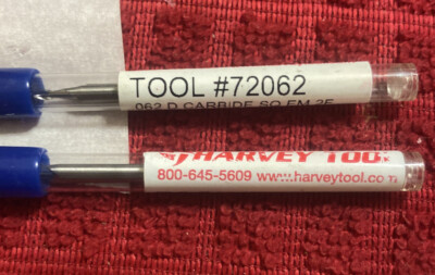 End mill Harvy #72062  .062 Dia Carbide SQ EM  2FL
