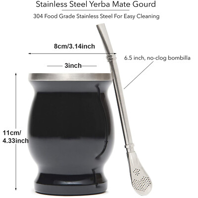 Yerba Mate Gourd Cup, Calebasse Maté,Kit Pour Préparation Maté,Tasse à Thé Yerba Mate Avec Paille Yerba Mate Et Brosse De Nettoyage Pour Yerba Mate Bombillas