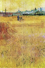 16 x 24 Van Gogh Wheat field View of Arles Mural Ceramic Backsplash Tile 3575