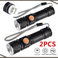 2X Starke Led Usb Taschenlampe Polizei Swat Wiederaufladbar Cree 1200Lumen Lampe