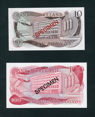 NORTHERN IRELAND SET SPECIMEN 1-5-10-100 POUNDS (1977) MATCHING 