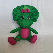 Baby Bop Green and Pink 8" Dinosaur Plush Barney And Friends Vintage 1990s