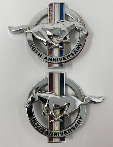 1999 FORD MUSTANG 35TH ANNIVERSARY LEFT RIGHT SIDE CHROME EMBLEM BADGE OEM - Picture 1 of 4