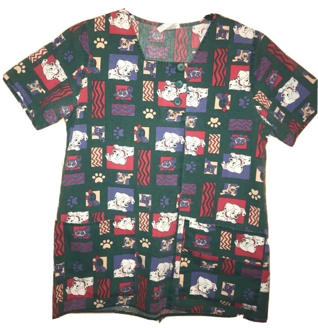 Women’s Scrub Top Size S Veterinarian Pediatric Disney 101 Dalmatians
