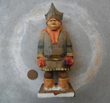VINTAGE CARVED WOOD FIGURE SAMI LAPLANDER ALTA, NORWAY