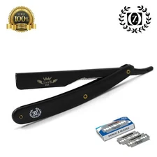ZEEPK BLACK BEARD CUT THROAT (SHAVETTE) STRAIGHT RAZOR RASOIRS + 10 BLADES FREE