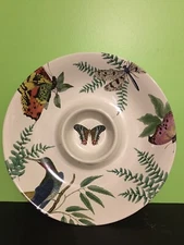 Pottery Barn chip & Dip Server bowl  butterfly And Bird 15”