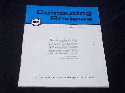 1968 MAY COMPUTING REVIEWS MAGAZINE - COMPUTING MACHINERY ASSOC. - H 8871