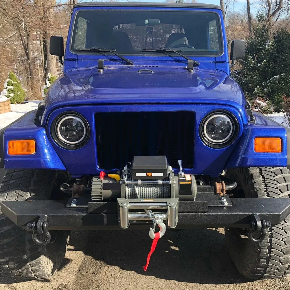 Compatível com 1987-2006 Jeep Wrangler TJ YJ -12000 lb capacidade placa de montagem guincho preto - Imagem 2 de 4