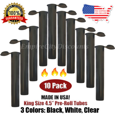 10-Pack Plastic Tubes XL King Size Pre Roll Cigarette Containers MADE IN USA
