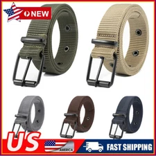 Mens Canvas Outdoor Tactical Belt Heavy Duty Army Waist Web Strap Combat Belts*
