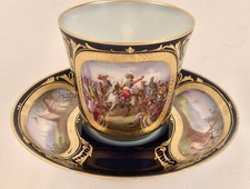 Antique Paris Tea Cup  Saucer, Military, Sevres Style