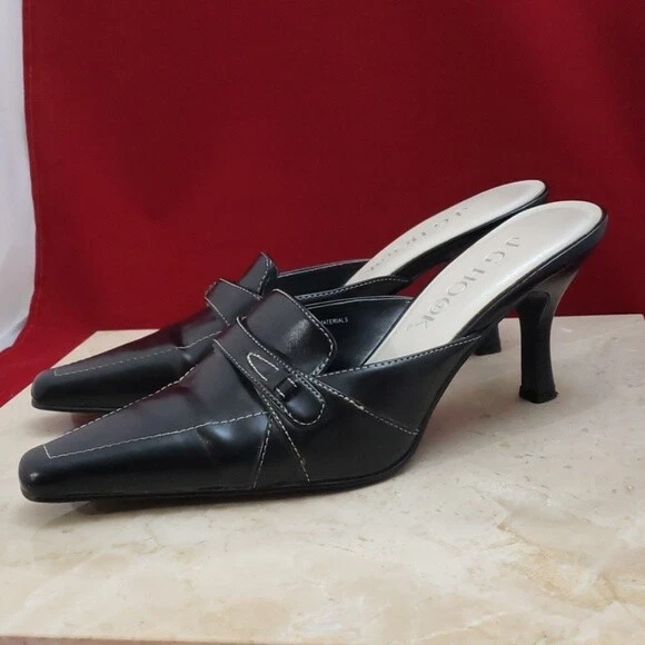 J.G Hook Black Backless Heels Size 6 eBay