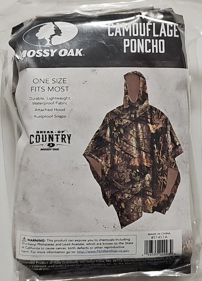 Poncho de Caza Camuflaje Mossy Oak® Break-Up Country Adulto Talla Única Ligero Foto 2 de 3