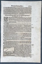 1628 Sebastian Munster Antique Print of a Crocodile in The Congo, Africa