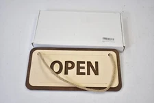 Wooden Flip Open Closed Sign 12" x 6" Rustic Hanging Sign with Rope for Business