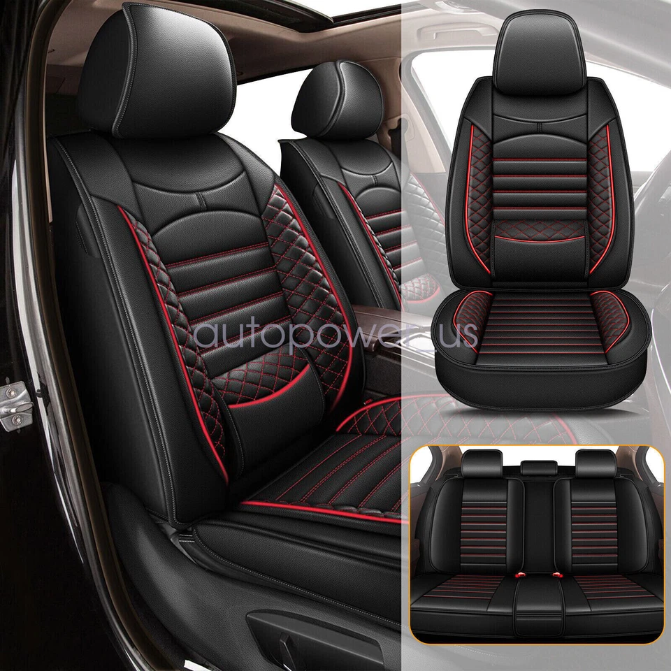 For Acura PU Leather Car 5-Seat Covers Full Set Front & Rear Protector Cushion Foto 2 de 4