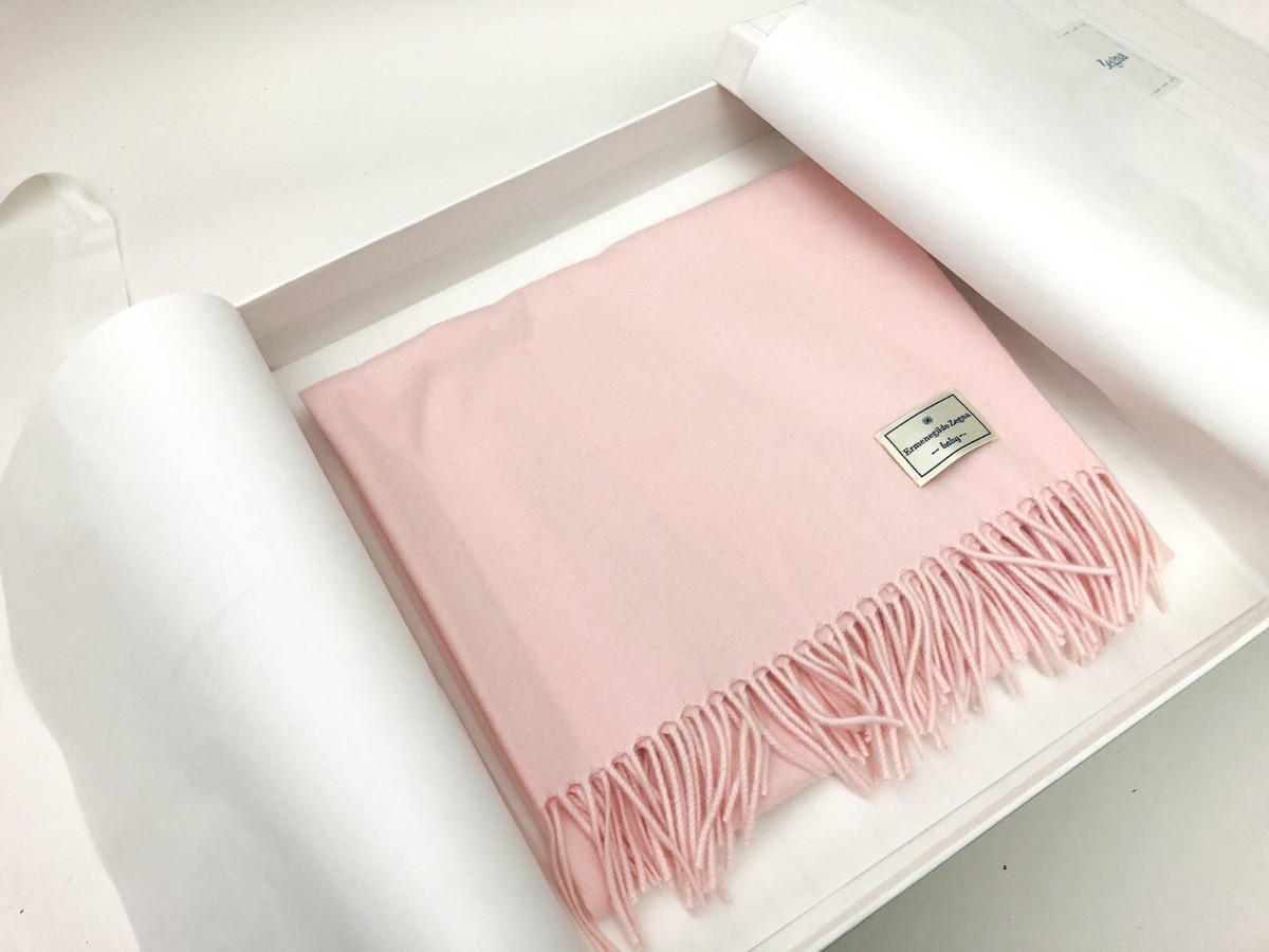 NIB Ermenigildo Zegna Luxury Baby Gift 100% Cashmere Blanket Light Pink