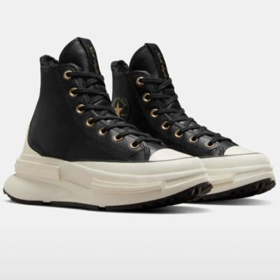 靴 CONVERSE STAR & BARS LEATHER Converse Run Star Legacy Leather & Fur Sherpa Black - A12442C