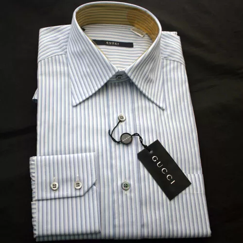 Camicia uomo manica lunga GUCCI a righe blu nuova con etichetta