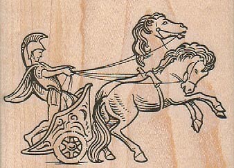 Roman Chariot/Horses 3 1/2 x 2 1/2'' Rubber Stamp, Roman Chariot Stamp