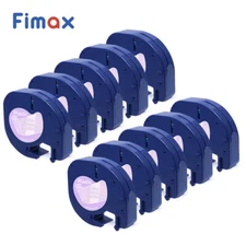 10PK Compatible for DYMO LetraTag Tapes LT 16952 12mm Label Maker Black on Clear