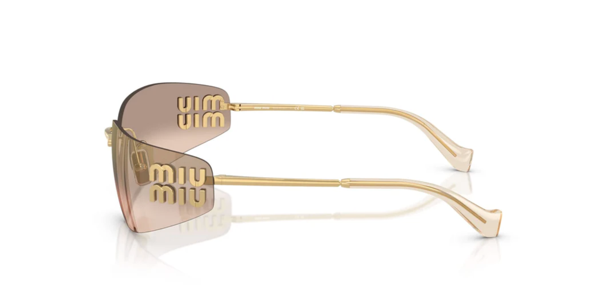 Miu Miu MU A51S 5AK20P Unisex Rectangle Sunglasses in Gold with