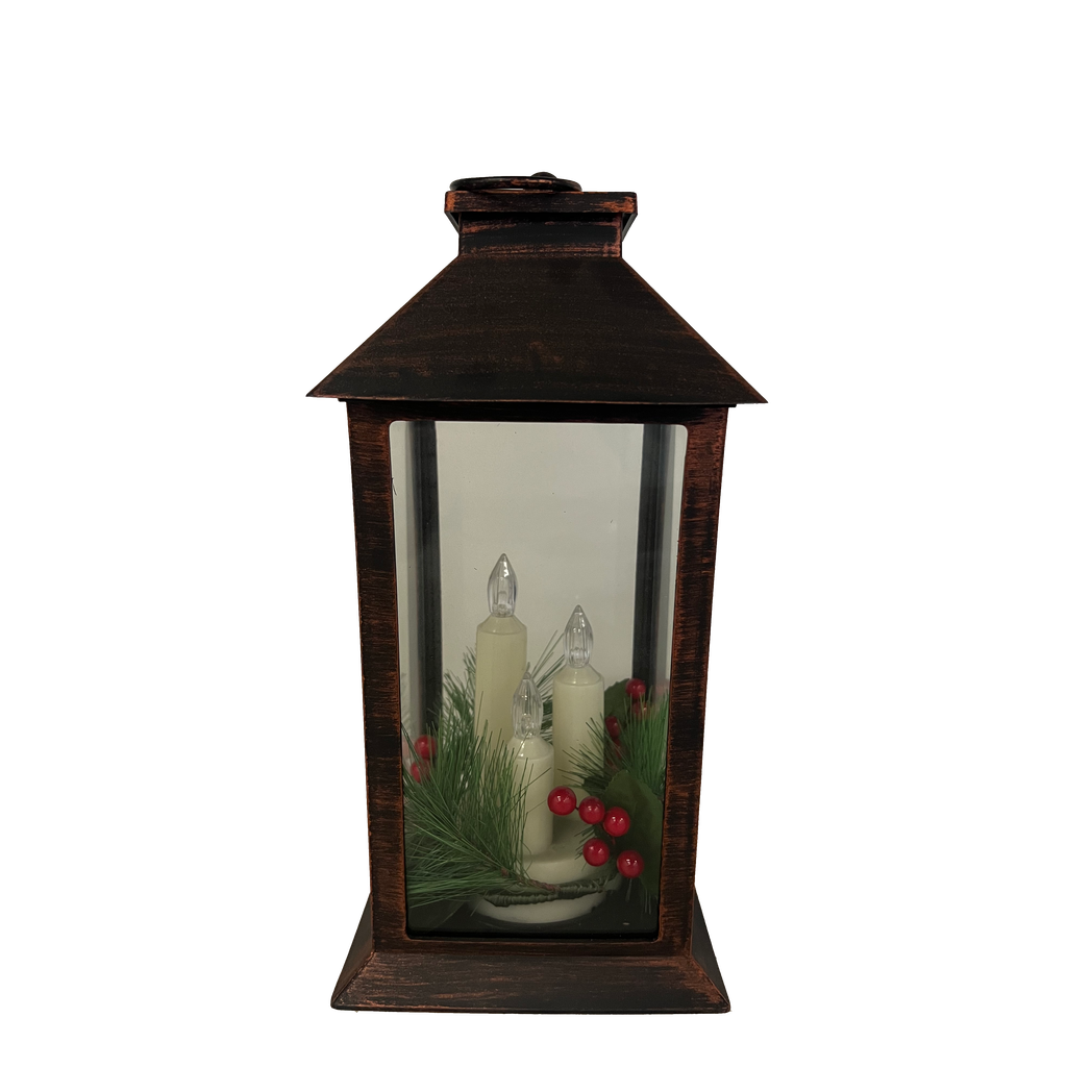 Lantern Black 28.5cm H Battery Operated 3 LED Candles Decorative Indoor Outdoor