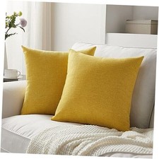Set of 2 Pillow Covers 18x18, 18" x 18" Pack of 2 Golden Mustard Yellow