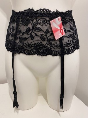 Schwarz tief 6'' Spitze Strapsgürtel 8 - 10 mit 8 Hakenverschlüssen von Silky Strumpfband