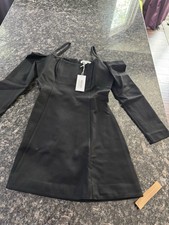 Reformation S Love Collection black off shoulder donatella knit mini dress NWT