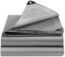 Tarps Heavy Duty Waterproof 10x12 FT,Sliver 12 Mil Large Tarps with Grommets ...