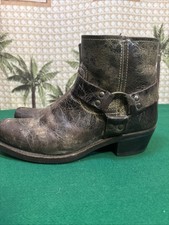 Vtg FRYE Harness Boots Smoke Brown Distressed Leather USA Made Boots Womens 10 B