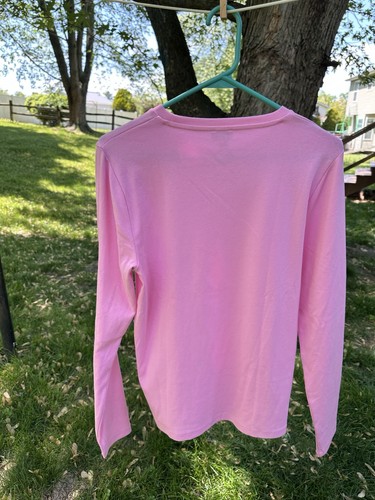 Women’s J.Crew, Pink, Crewneck, Long Sleeve T-Shirt, Size, Large, Cotton Blend - Picture 3 of 5