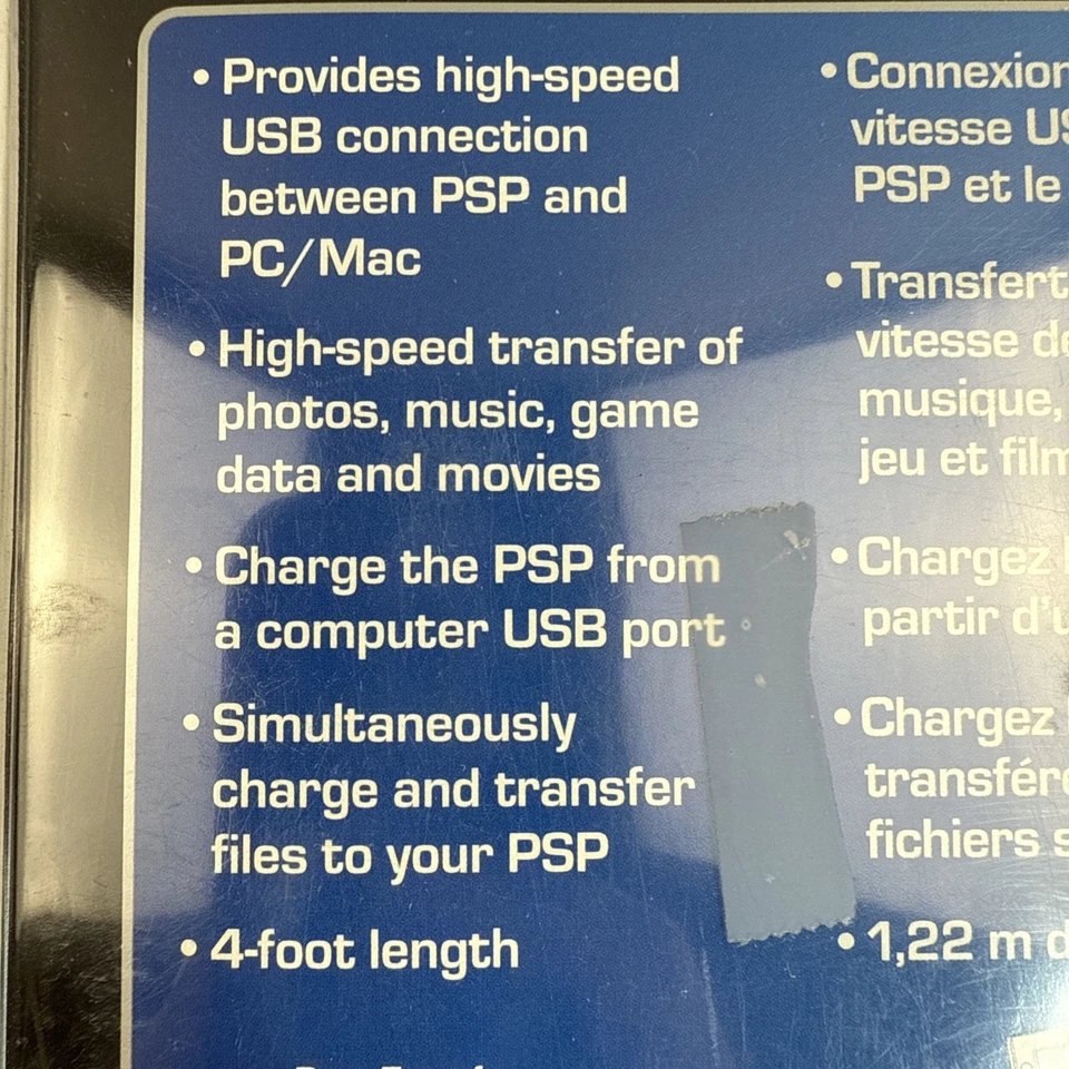 Cable cargador de datos USB de 1,2 m/4’2” para PSP1000 PSP2000 PSP3000 NUEVO EN PAQUETE Foto 4 de 4