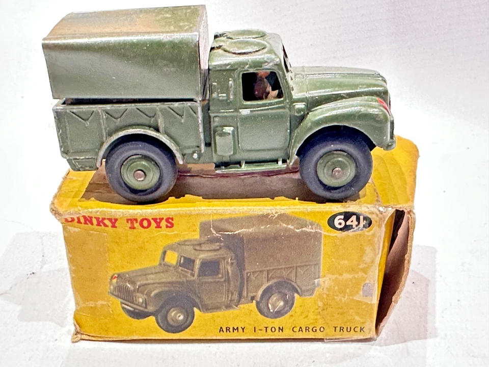 DINKY TOYS 642 ARMY 1 TON CARGO TRUCK original -boxed Damaged - Image 3 of 4