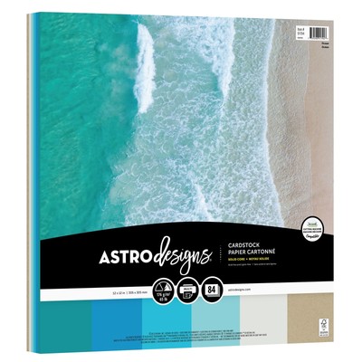 Neenah Astrodesigns 65 Pfund Cardstock Pack 12 Zoll x 12 Zoll 84/Pkg - Ozean, 6 Farben/je 14 -