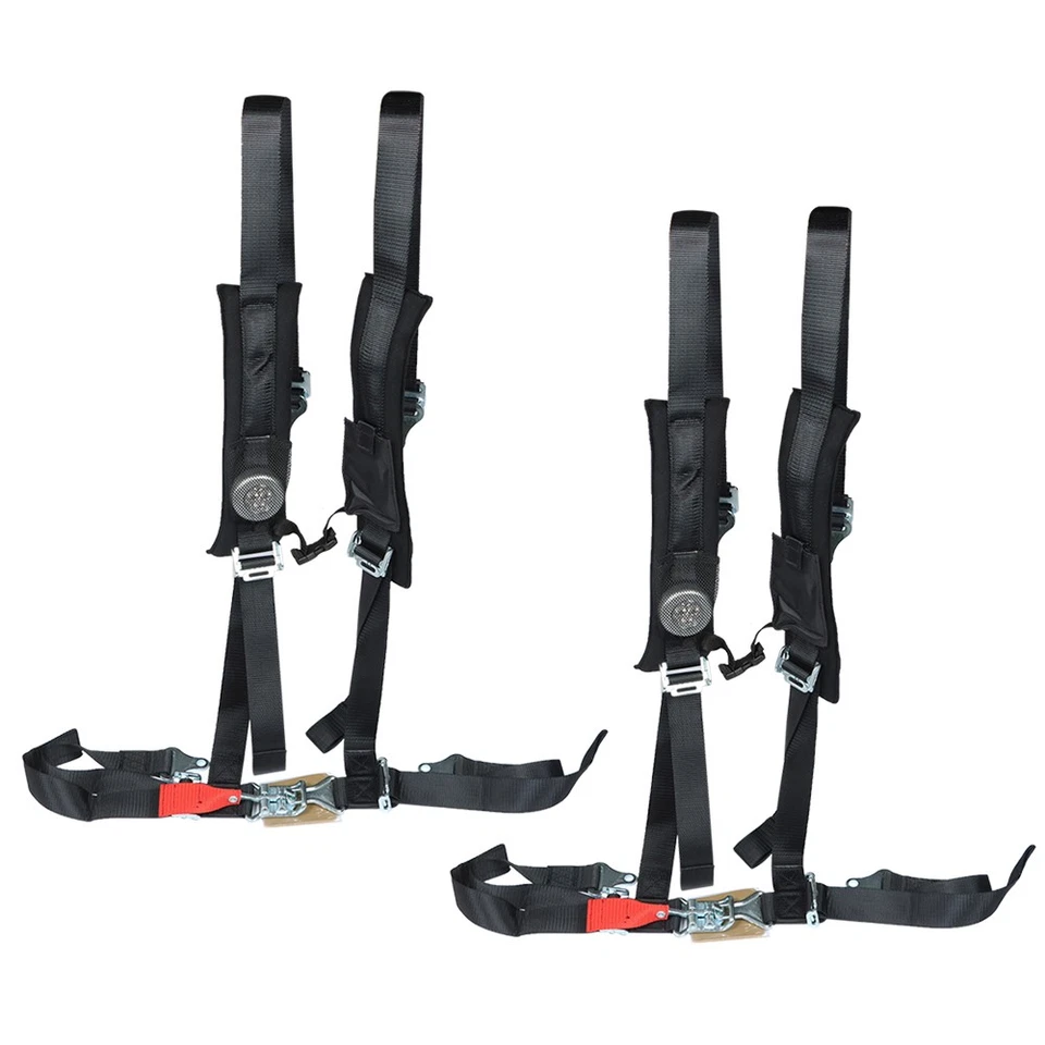 4 Point 2" Padded Black For Polaris RZR XP S 4 1000 PAIR Seat Belt Harness Foto 2 de 4
