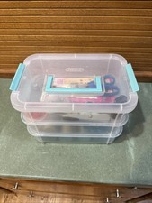 Sterilite Teal Clear Stacking Storage Containers Snap Lids some access