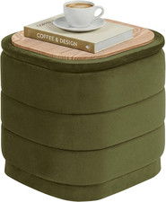 Ottoman with Stroage Square Velvet Ottoman and Tray Removable Foot Rest Coffee T