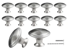 Waziaqoc 12PCS Silver Mushroom Knobs, Stainless Steel Dresser Knobs 1-3/16 in...