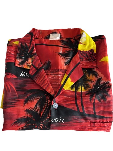 Royal Creations Hawaiian Shirt Men’s Sz Large Palm Trees Aloha Tropical Red - Picture 2 of 10
