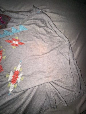 Johnny Was Top S Brown embroidery ( Has Some discoloration, See Photos) (423)