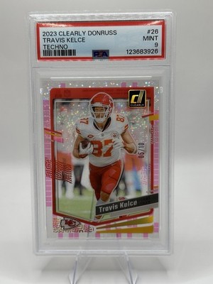 2023 Panini Clearly Donruss Travis Kelce #26 Techno /10 PSA 9