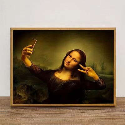Leinwanddruck  Mona Lisa Selfie Wanddekoration Wohnkunst Wohndekoration